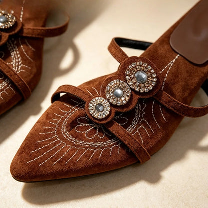 Women Crystal Clip Toe Slippers Pointed Toe Luxury Heels Shoes Dress Woman Sandals Party Trend Flip Flops New Cozy Female Slides