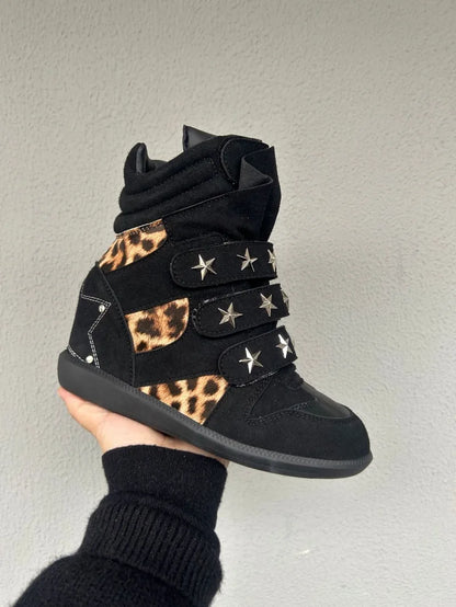 New Women Shoes Luxury Genuine Leather Ankle Boots for Woman Fashion Leopard Print Sports Casual Shoe Designer Shoes Botas Mujer