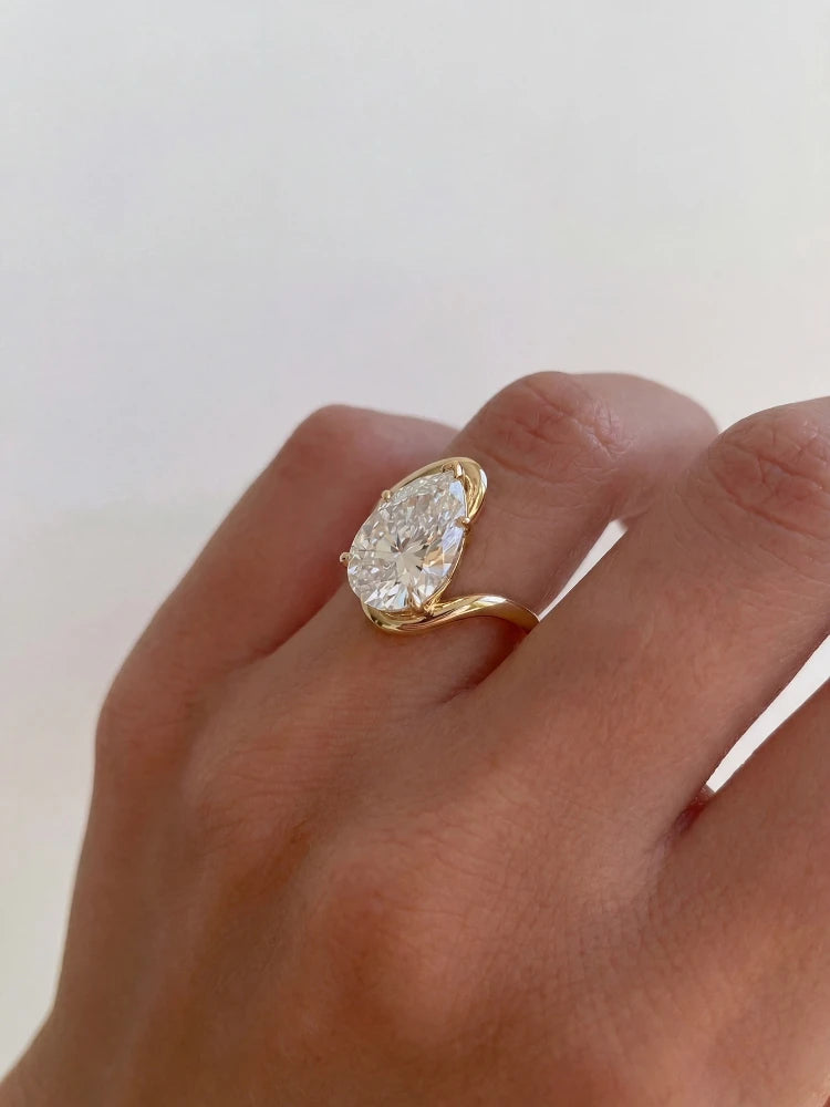 925 Sterling Silver Simple Fashion Water Drop Zircon Ring For Women Engagement Wedding Luxury High Quality Fine Jewelry