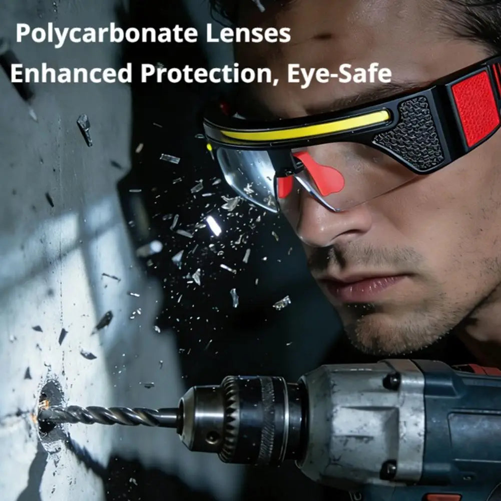 Smart Sensor LED Glasses Lamp Dual Color Light Protective Goggles USB Charging Long Lasting IPX6 Waterproof For Working Fishing