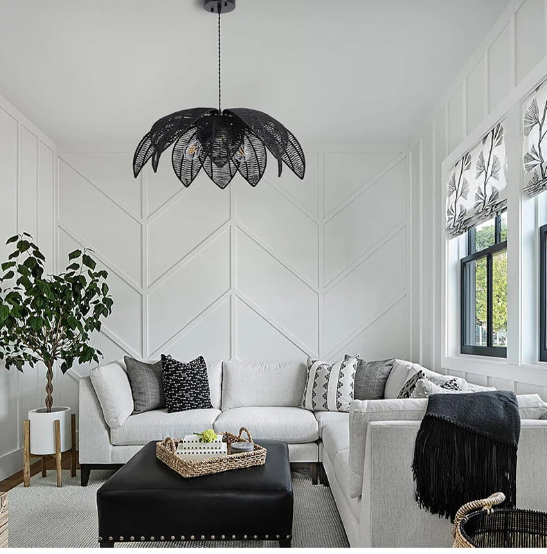 Nordic American Retro Rattan Chandelier Home Decor Living Dining Room Pendant Lights Bedroom B&B Restaurant Hanging Lamp Fixture