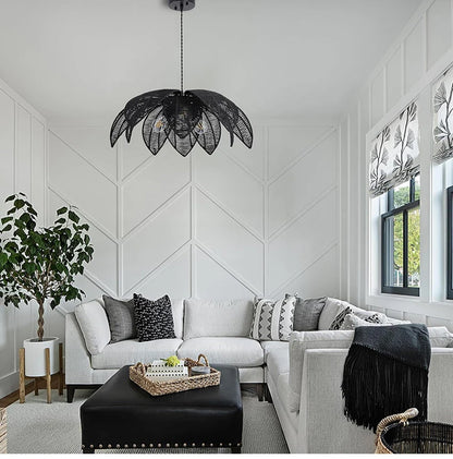 Nordic American Retro Rattan Chandelier Home Decor Living Dining Room Pendant Lights Bedroom B&B Restaurant Hanging Lamp Fixture