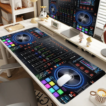 DJ Controller Mouse Pad Large Desk Accessories Desk Pad Rubber Base with Stitched Edge Mousepad Non-Slip Mousepad for Office