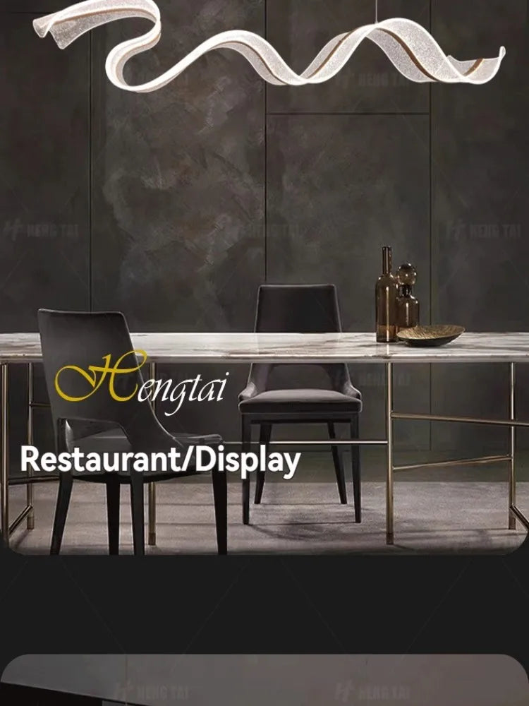 Modern Acrylic Led Chandelier For Dining Room Kitchen Island Bar Wave Led Pendant Lights Dimmable Dining Table Led Hanging Lamps