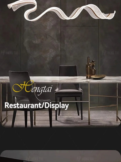 Modern Acrylic Led Chandelier For Dining Room Kitchen Island Bar Wave Led Pendant Lights Dimmable Dining Table Led Hanging Lamps