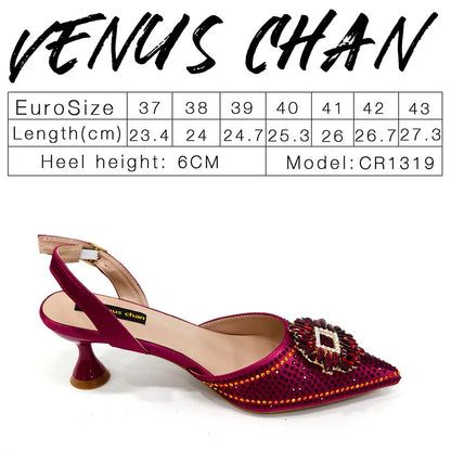 Latest Elegant Wedding Italian Diamond Design Shoes Women's African Party Shoes Crystal Shoes High School High Heels