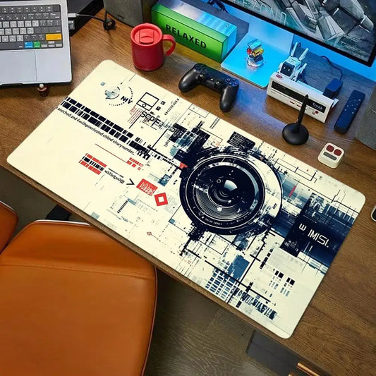 Camera Lens Large Desk Mat,Durable Non Slip Lock Edge Rubber Base Mouse Pad for Home Office PC Layout Keyboard Daily Placement