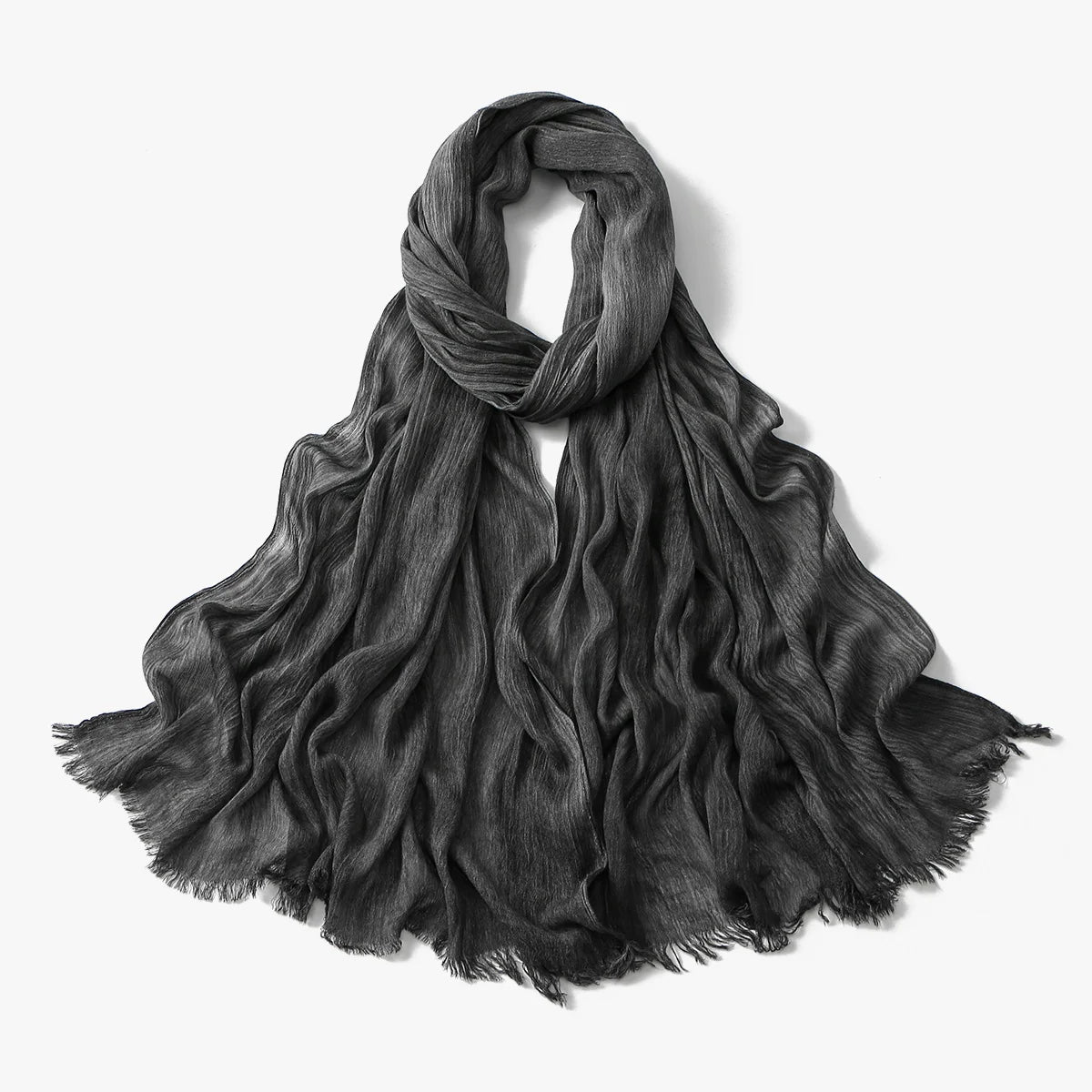 Fashion Crinkle Cotton Royan Hijab Scarf for Muslim Women Islamic Long Soft Shawls Wraps Short Tassel Bufanda Accessories