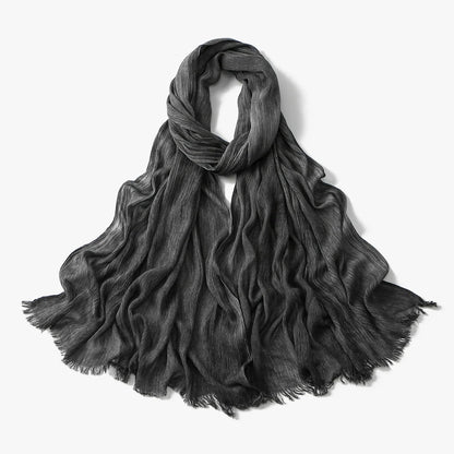 Fashion Crinkle Cotton Royan Hijab Scarf for Muslim Women Islamic Long Soft Shawls Wraps Short Tassel Bufanda Accessories