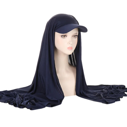 Trendy Musilm Women Jersey Hijab with Base Ball Cap Summer Sports Cap Ready To Wear Instant Jersey Sport HIjabs