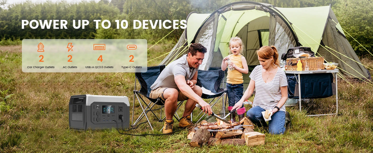 CTOLITY 1800W Camping Portable Power Station Outdoor 1024Wh Lifepo4 AC Outdoor Solar Generator 200W 20.5V Flexible Solar Panel