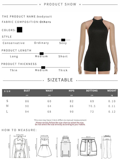 Nibber Backless Romper Women Sexy Halter Glitter Dot Print Sleeveless Midnight Wild Summer Sexy Skinny Club Vacation Playsuits