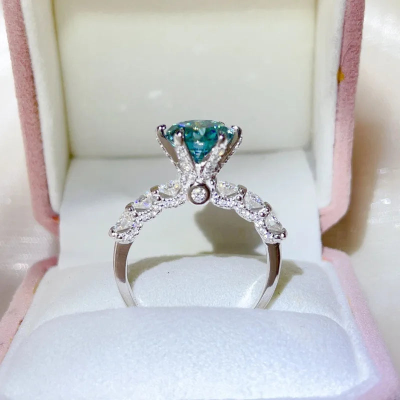 luxury 18K white gold and platinum PT950 marquise colored diamond moissanite ring women's colored special-shaped ring