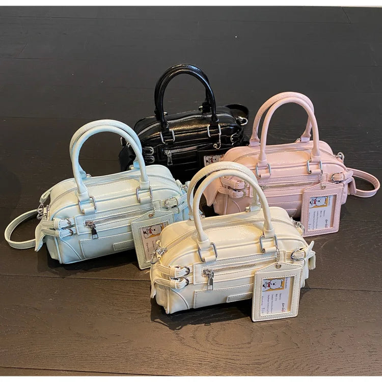 Stylish Design Glossy PU Sqeare Shoulder & Crossbody Bags Solid Zipper Hot Trendy Designer Style Handbags for Women 2025 New
