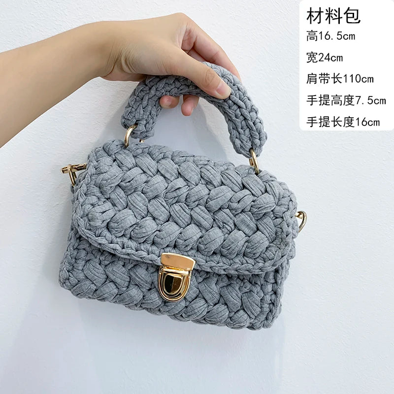 New Rope Woven Women Handbags Designer Knitting Chains Shoulder Crossbody Bag Casual Lady Hand Bags Small Flap Purses