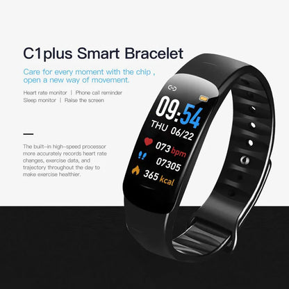 Smart Watch C1 Plus Bluetooth Step Counting Sports Bracelet Fitness Tracker Heart Rate Blood Pressure Sleep Men Women