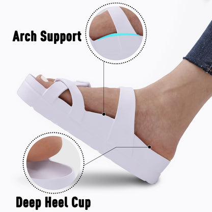 Shevalues Casual Women's Sandals With Arch Support Anti-slip Fashion New Slides Soft Sole Beach Slippers With Adjustable Buckle