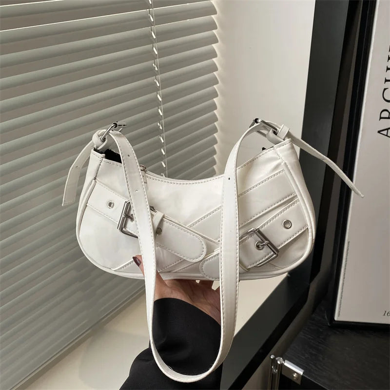 Y2K VintagePULeather WomenShoulderBag Small Crossbody Bag for Women Fashion Ladies Underarm Bag Clutch Purse Female Handbag