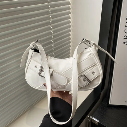 Y2K VintagePULeather WomenShoulderBag Small Crossbody Bag for Women Fashion Ladies Underarm Bag Clutch Purse Female Handbag