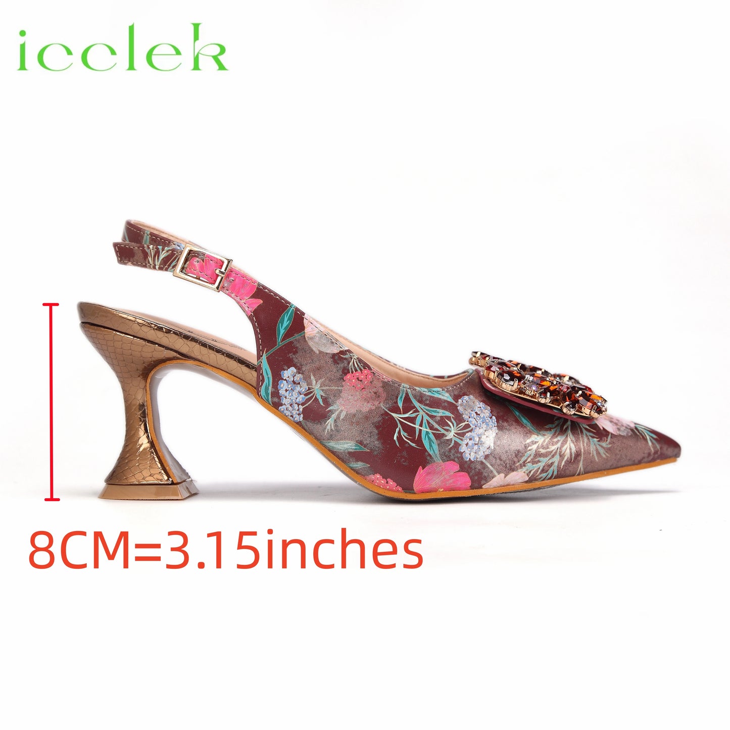 Newest Green Color Print Design High Heels Decorated with Water Rhinestone Party Women's Shoes and Bags Set