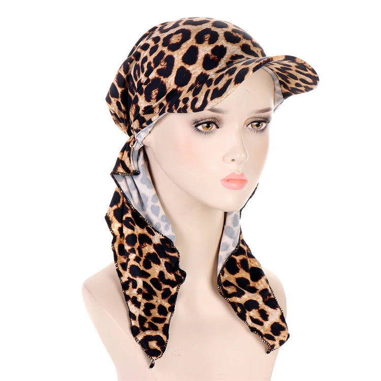Trendy Print Muslim Hijab Caps With Brim Women Baseball Cap Wrap Head Ramadan Ladies Fashion Headwear Turban Bonnet