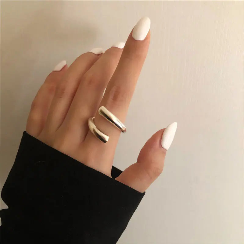 VENTFILLE 925 Sterling Silver Geometric Multilayer Round Bead Ring Female Fashion Punk Temperament Prevent Allergy Charm Jewelry