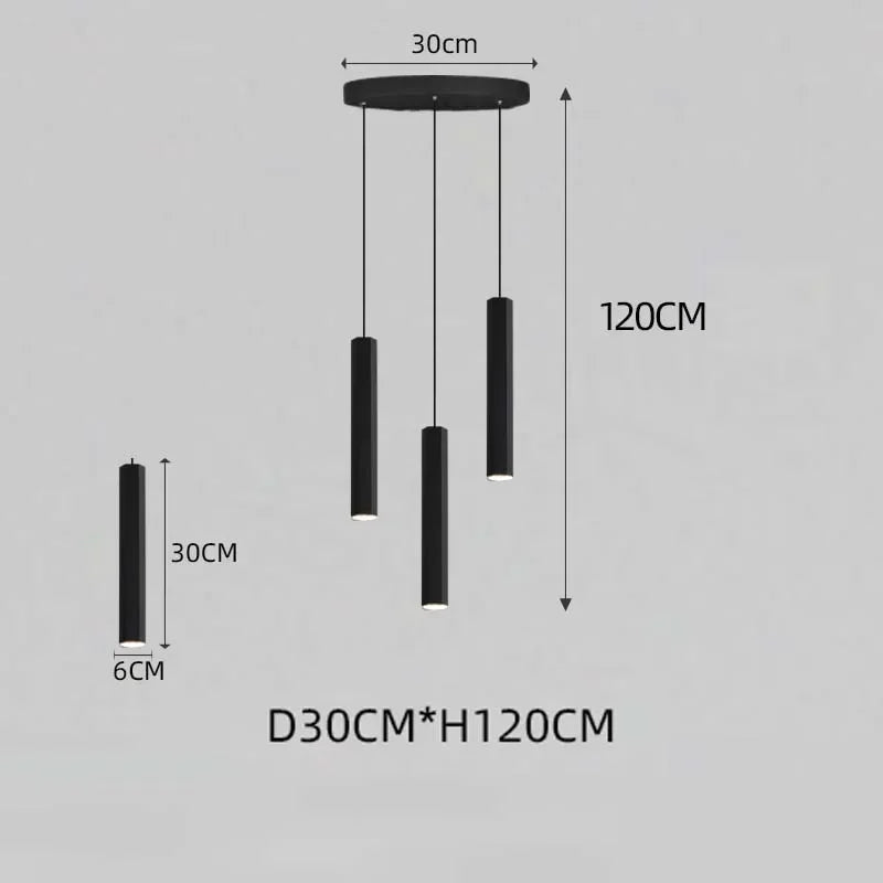 Modern LED Staircase Ceiling Chandelier Black Nordic Simple Indoor Lighting Fixture New Creative Design Island Long Hanging Lamp