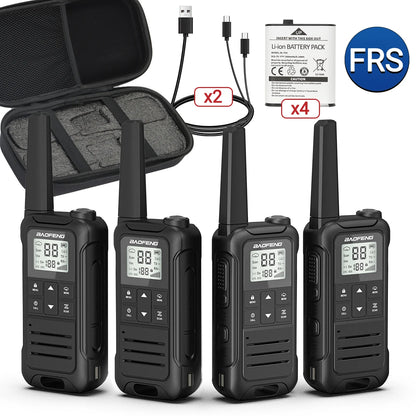 4PCS Baofeng Mini Walkie Talkie With Portable Suitcase F22 T22 PMR FRS Profesional Radio Family Amateur For Outdoor Camping
