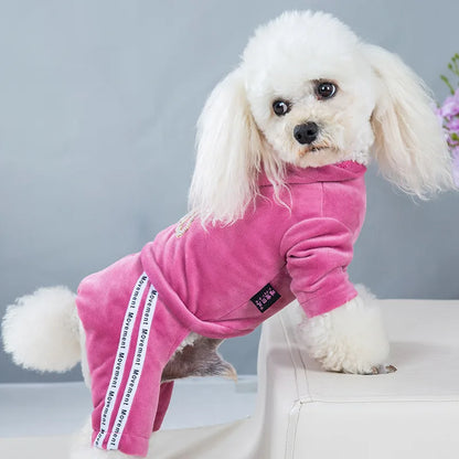 Luxury Velvet Dog Clothes,Dog Jumpsuit,Small Medium Dogs,Yorkie Puppy Costume,Hooded Coat,Tracksuit Overalls,Autumn,Winter