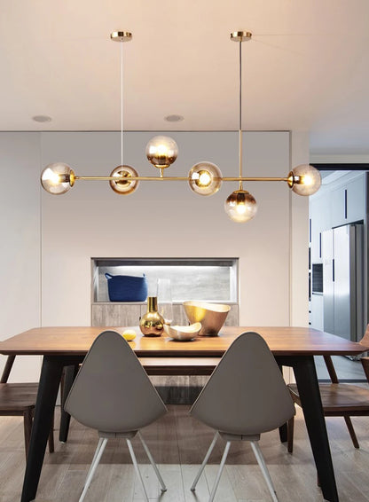 Northern Europe Dining Room Chandeliers Designer One Character Long Strip Pendant Lamp Decoration Maison LED Lights