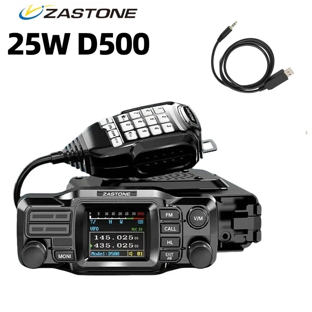 ZASTONE D500 25W High Power Mini Mobile Radio VHF UHF Dual Band DTMF Detachable Panel Transceiver