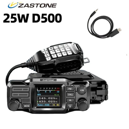 ZASTONE D500 25W High Power Mini Mobile Radio VHF UHF Dual Band DTMF Detachable Panel Transceiver