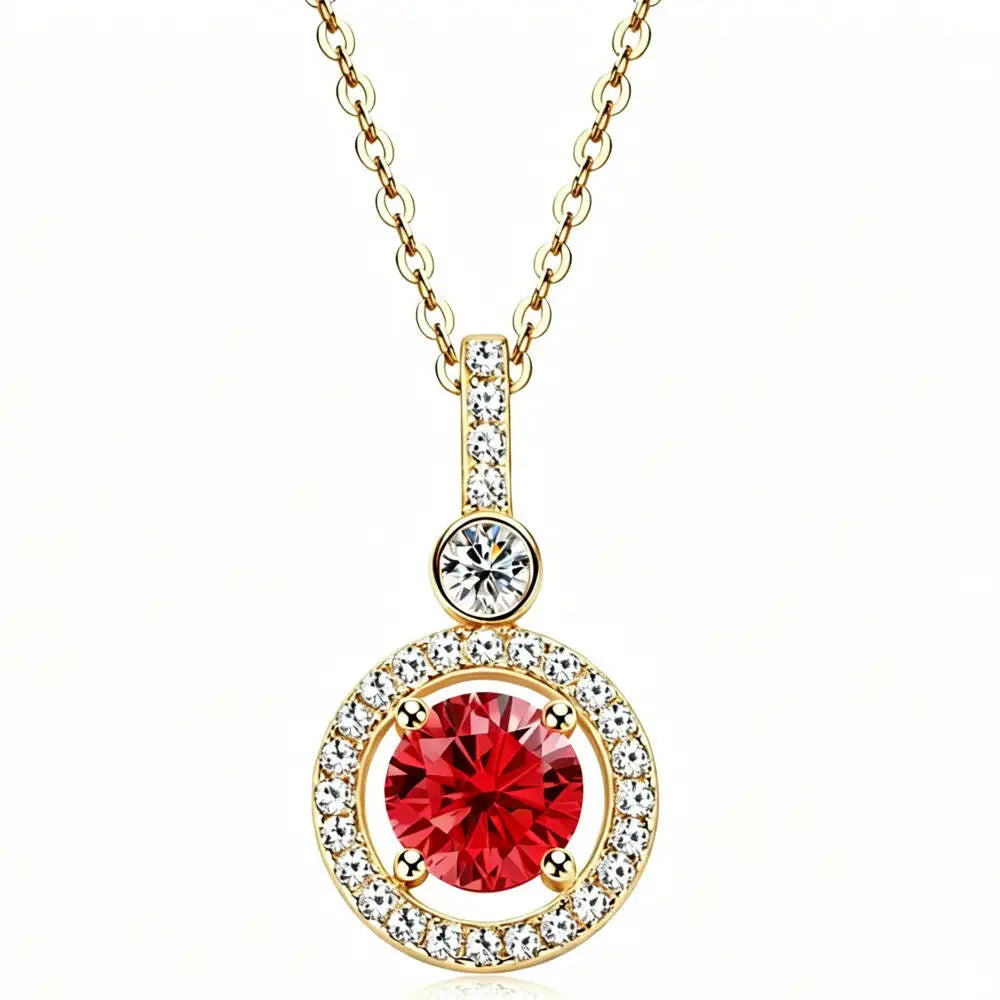 925 Sterling Silver Double Circle Halo Two Stone Drop Pendant Necklace Round Cut D VVS1 Multi Color Moissanite Fine Jewelry