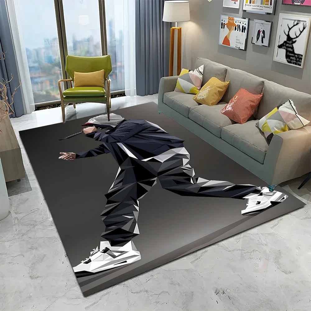 Legend Star Hip Hop Rapper Art Carpet Rug for Home Living Room Bedroom Sofa Doormat Decor,kids play Area Rug Non-slip Floor Mat