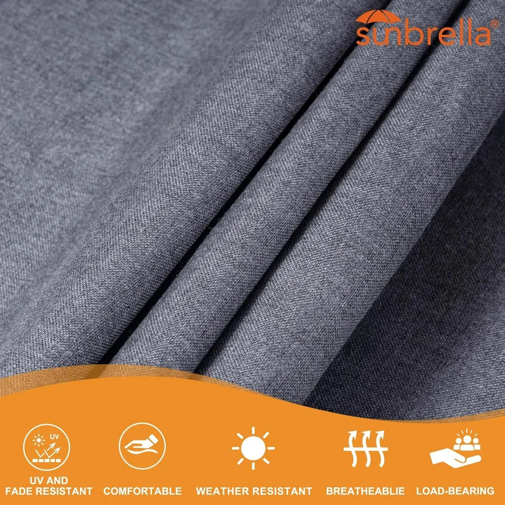12 FT Double Outdoor Hammock with Sunbrella Fabric, Fade Resistant for Patio & Garden