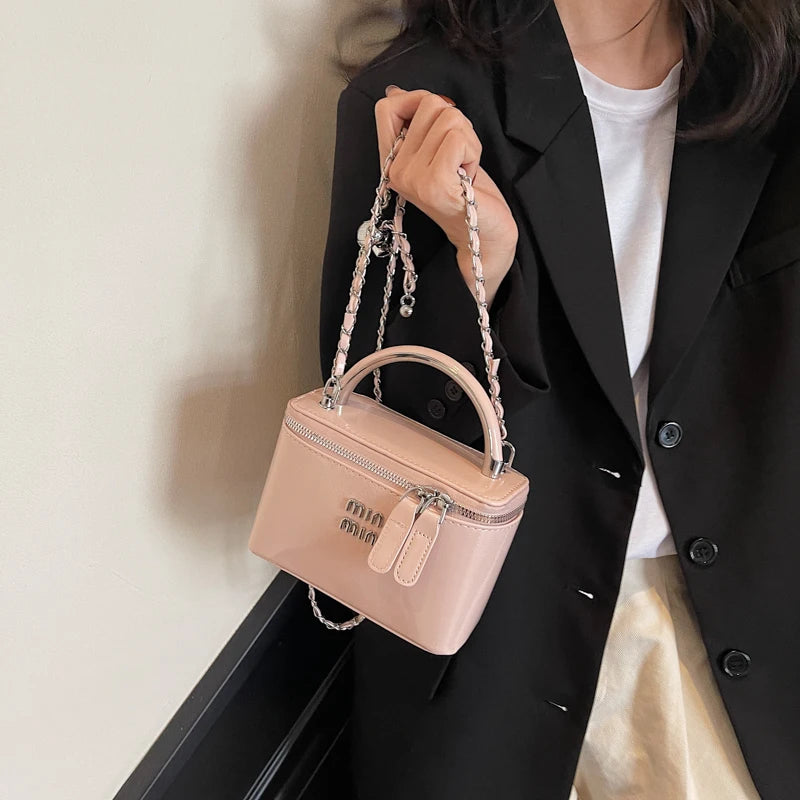 Women Square Handbags 2025 Spring Fashion Chains Crossbody Bags Soft PU Shoulder Bag Ladies Elegant Chic Mini Mobile Phone Bags