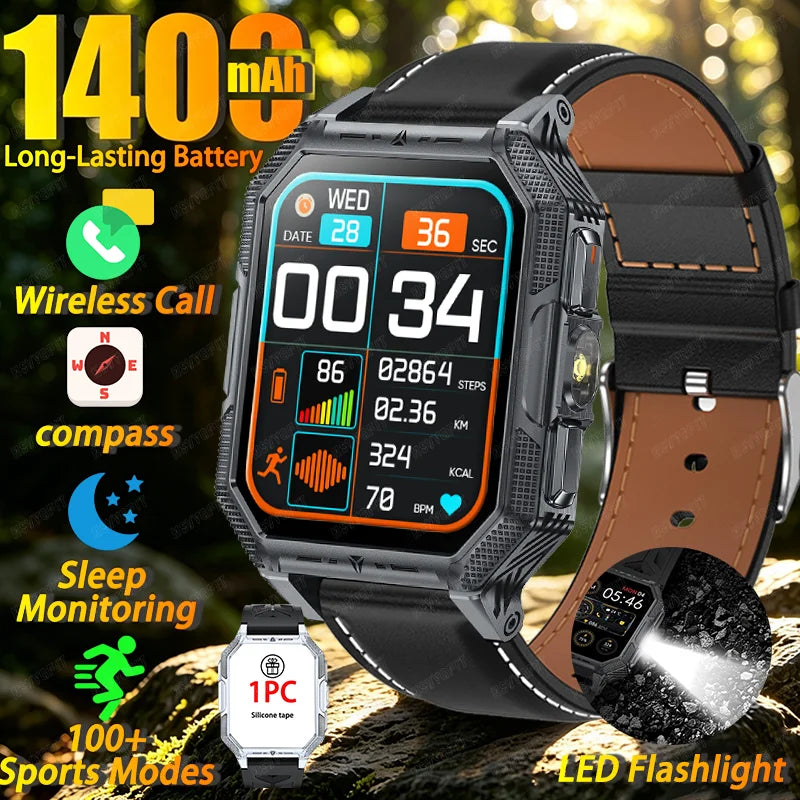 2026 newhigh-endoutdoorhikingadventuresmartwatch,1400mAh large battery,wirelesscommunication,voiceassistant,heartrate monitoring
