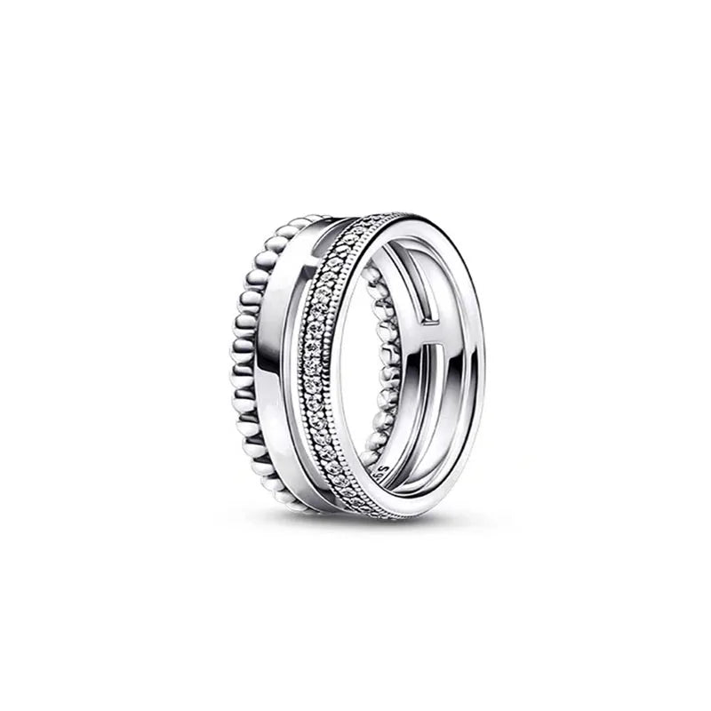 European New 925 Silver Heart-Shaped,Floral,Square Ring Suitable for Exquisite High-Quality Jewelry for Women at Wedding Parties