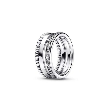 European New 925 Silver Heart-Shaped,Floral,Square Ring Suitable for Exquisite High-Quality Jewelry for Women at Wedding Parties