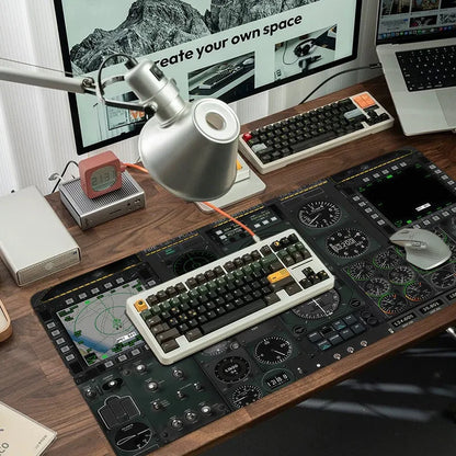 900x400 Flight Simulator Cockpit Mouse Pad, Non-Slip Stitched Edge Rubber Mat, Ideal Desk Pad for Gaming Office Computer Desktop