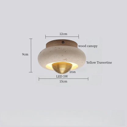 IWHD Japan Wabi Sabi LED Ceiling Lights Bedroom Bathroom Corridor Home Lighting Yellow travertine Ceiling Lamp Lampy Sufitowe