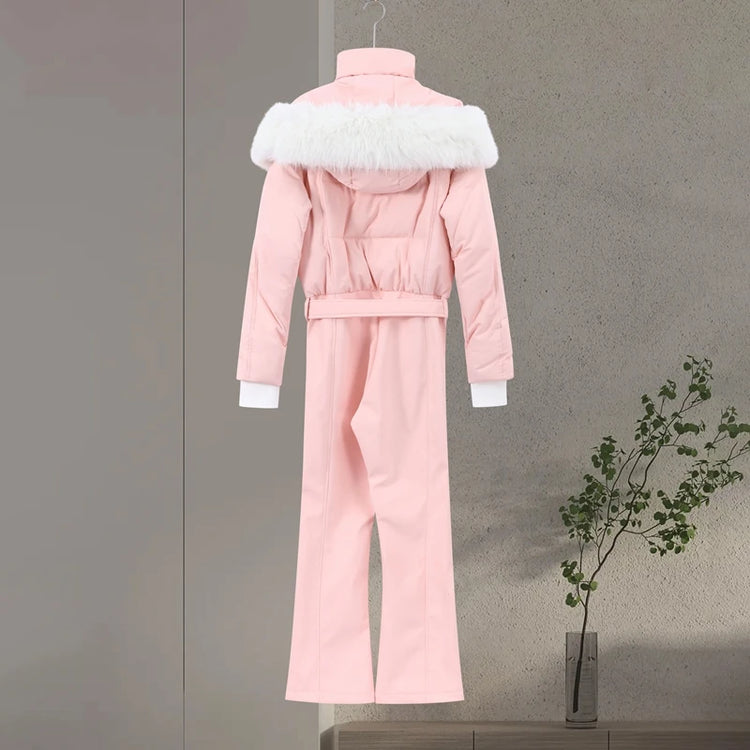 Fashion Women's Skiwear Jumpsuit Waterproof Design Long Sleeve Slim Female Jumpsuits 2026 Winter Outdoor Thicken Lady Suits