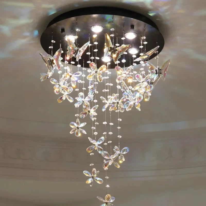 Vintage Crystal Ceiling Pendant Shining Creative LED Hanging Lamp Living Room Restaurant Chandelier Mood Light Indoor Lights