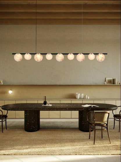 2026 Natural Marble Pieces LED Chandelier Lustre Alabaster Pendant Light Suspension Luminaire Lampen For Foyer Dinning Room