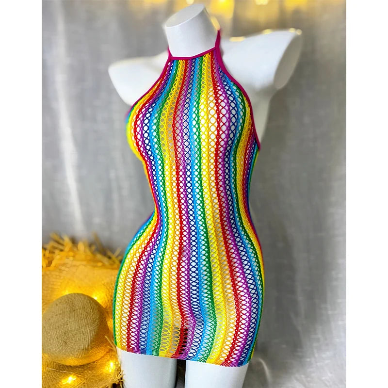 1PC Sexy Women Fishnet Cover Up Without Bikini Hollow Out Bodycon Dress  See Through Beachwear Summer Women's Swimwear CT010