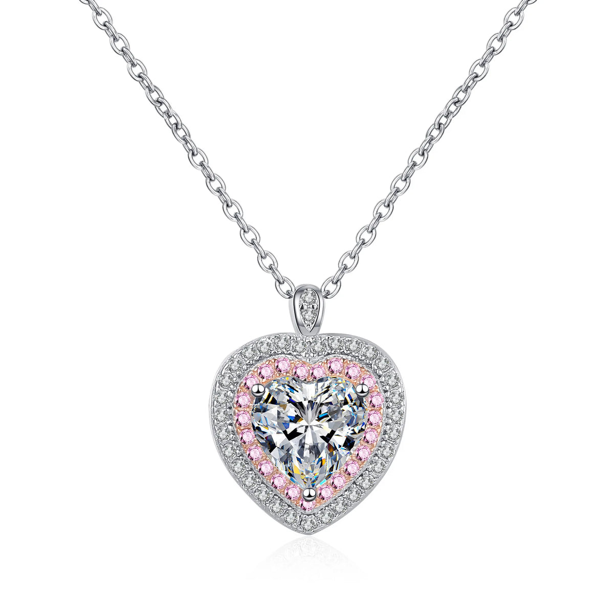 PT950 Platinum Heart Bezel Pendant for Women, 1 Carat Moissanite Chic Accessory Perfect For Workplace Matching