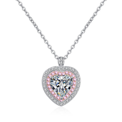 PT950 Platinum Heart Bezel Pendant for Women, 1 Carat Moissanite Chic Accessory Perfect For Workplace Matching