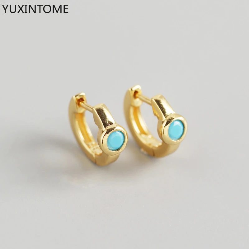 925 Sterling Silver Needle Light Blue Zircon Stud Earrings for Women Fashion Blue Enamel Pendant Earrings Luxury Jewelry Gifts