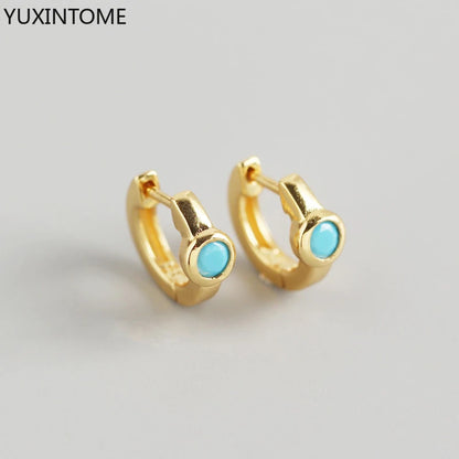 925 Sterling Silver Needle Light Blue Zircon Stud Earrings for Women Fashion Blue Enamel Pendant Earrings Luxury Jewelry Gifts