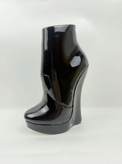 18CM Ultra High Heel Wedges Ballet Boots Pointed Toe Sexy Ankle Women Boots Plus Size 36-46 Black Size Zip Unisex Cosplay Shoes